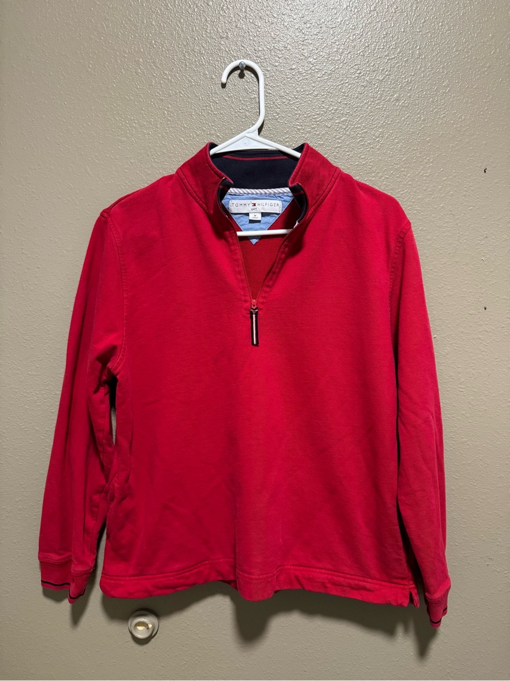 Tommy Hilfiger Women's Red Quarter-Zip Pullover Sweatshirt